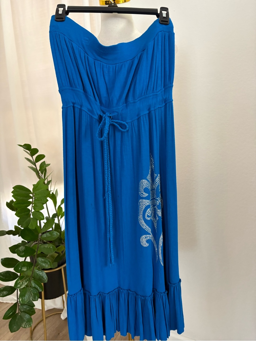 Love Royal Blue Maxi Dress with Tie Waist